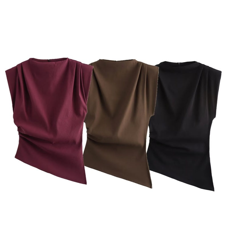 Asymmetric Draped Sleeveless Top