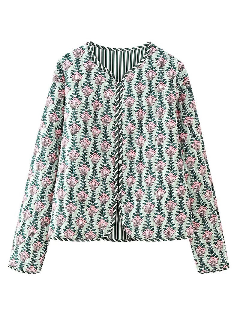 Floral Print V-Neck Jacket