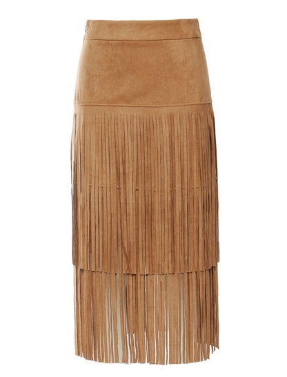 Fringed Mid-length Skirt