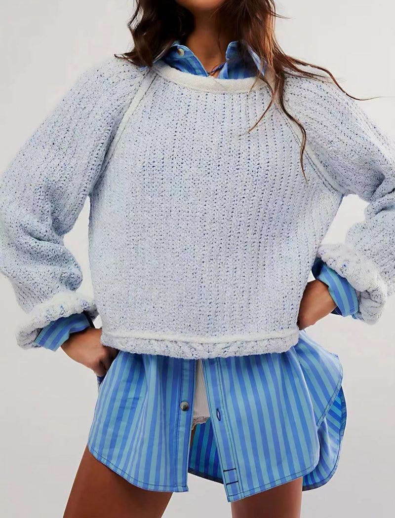 Layered Knit Pullover Sweater