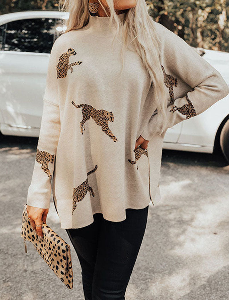 Leopard Sweater Poncho