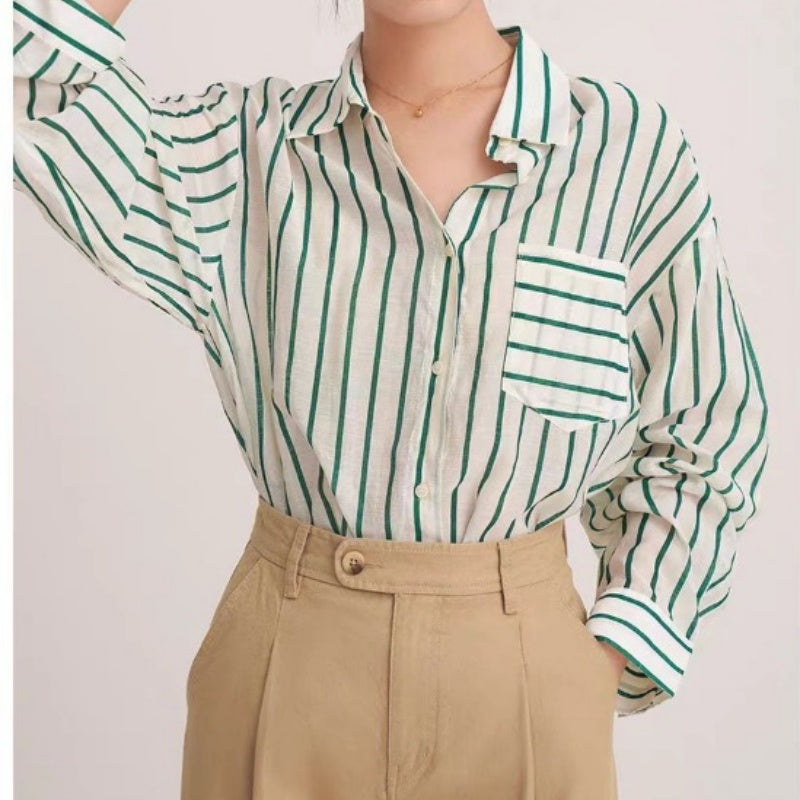 Striped Button-Up Blouse