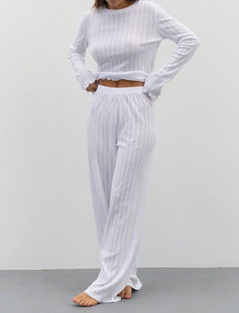 Ribbed Lounge Set with Long Sleeves