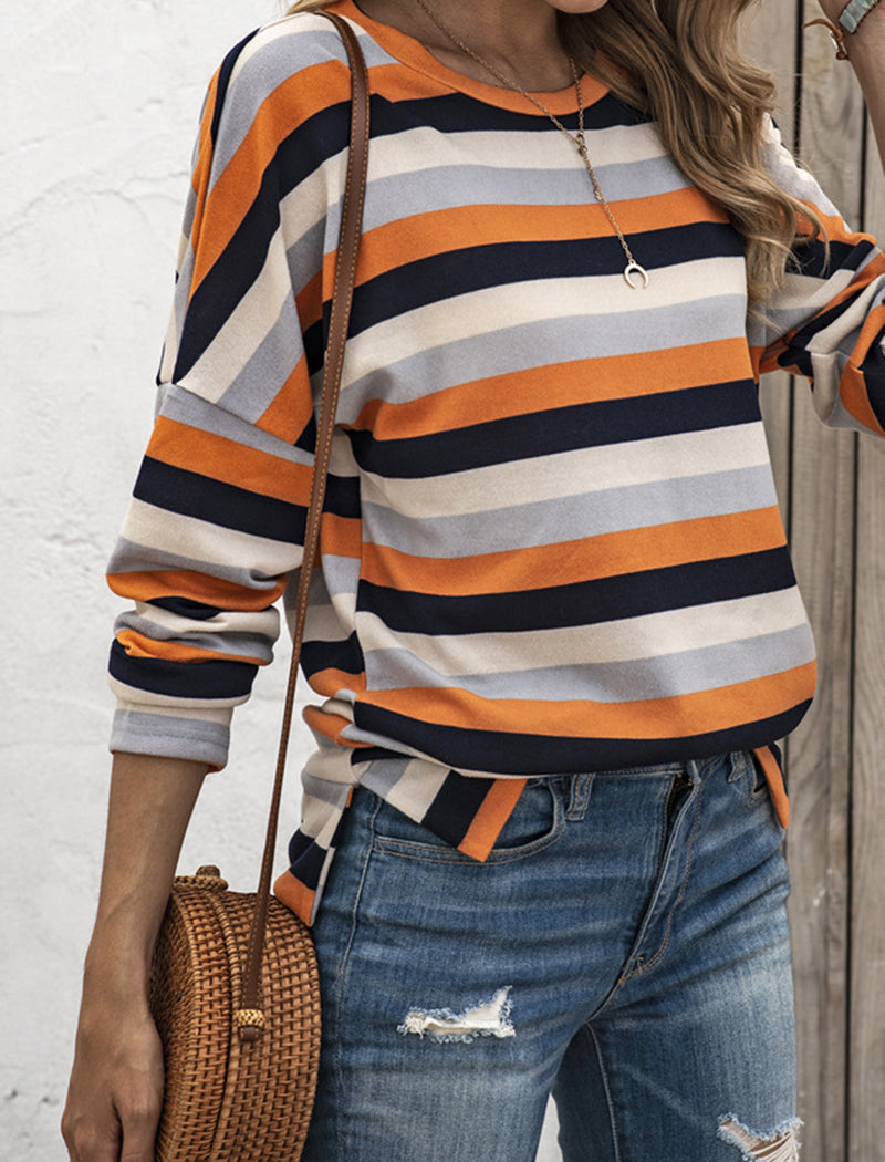 Striped Knit Relaxed Fit Top