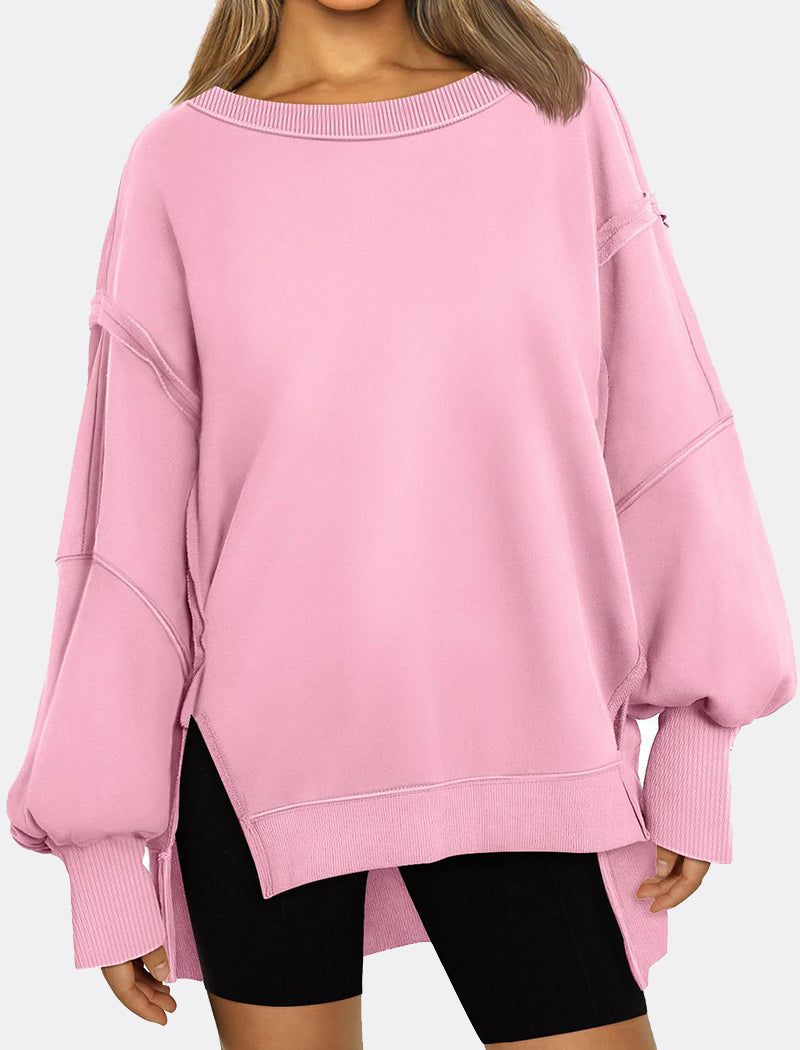 Oversized Long-Sleeve Split-Hem Top