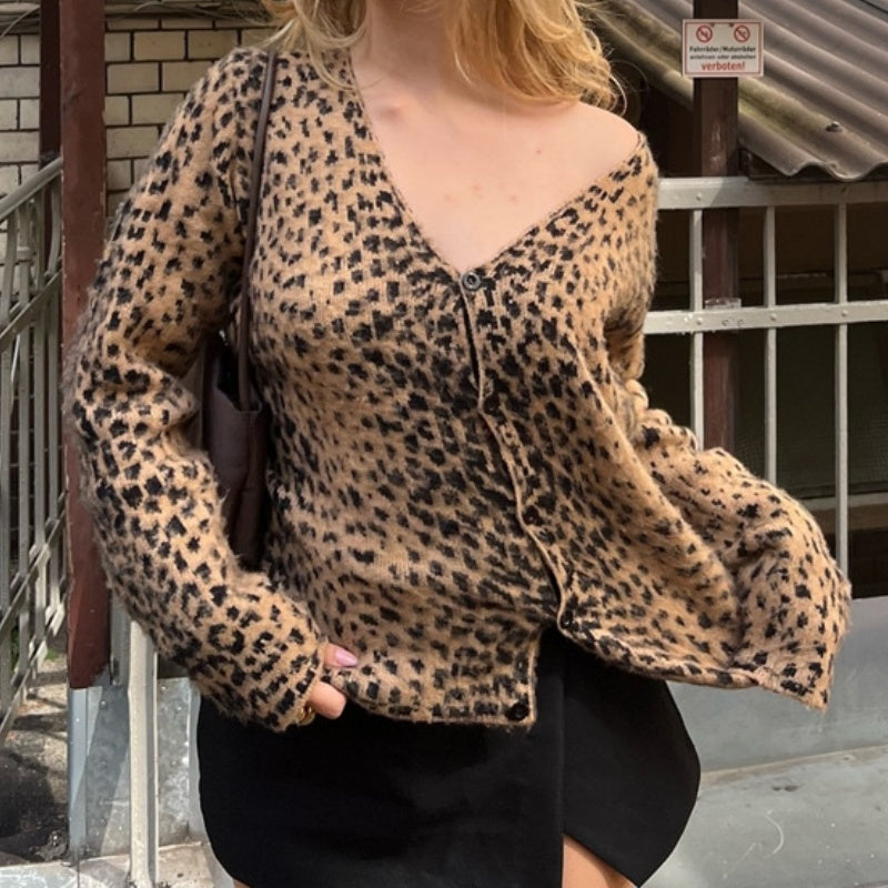 Leopard Print V-Neck Cardigan