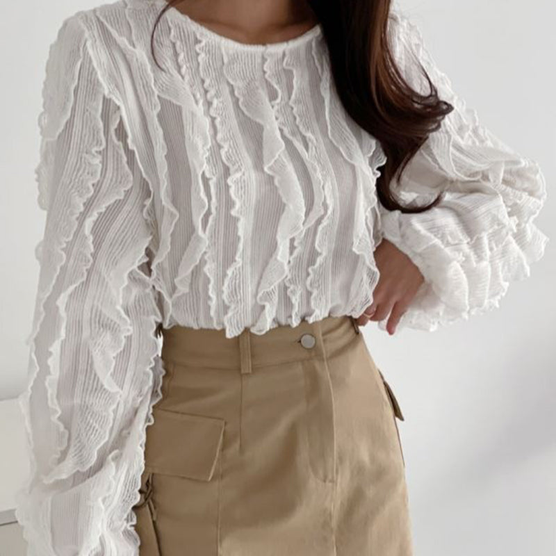 Ruffled Long-Sleeve Top