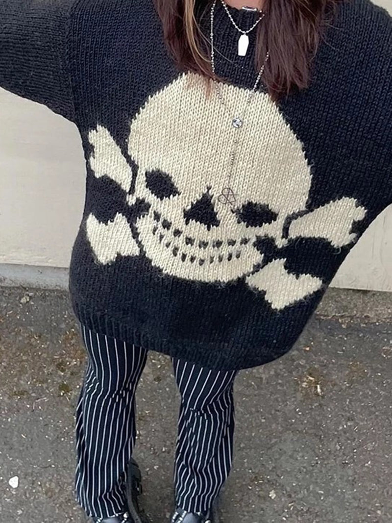 Oversized Skull Graphic Sweater