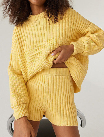 Ribbed Knit Sweater and Shorts Set