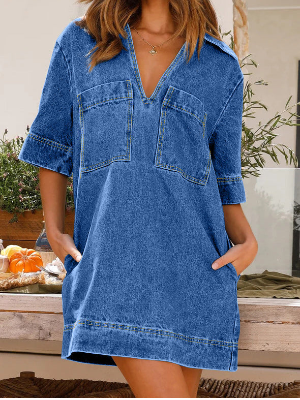 Denim Pocket Mini Dress