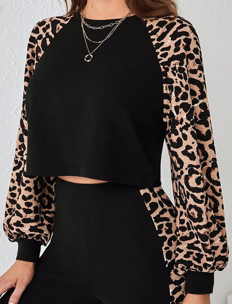 Leopard Crop Top and Leggings Set