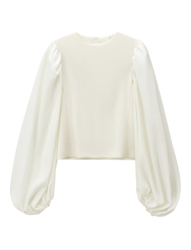 Crewneck Long Sleeve Patchwork Top