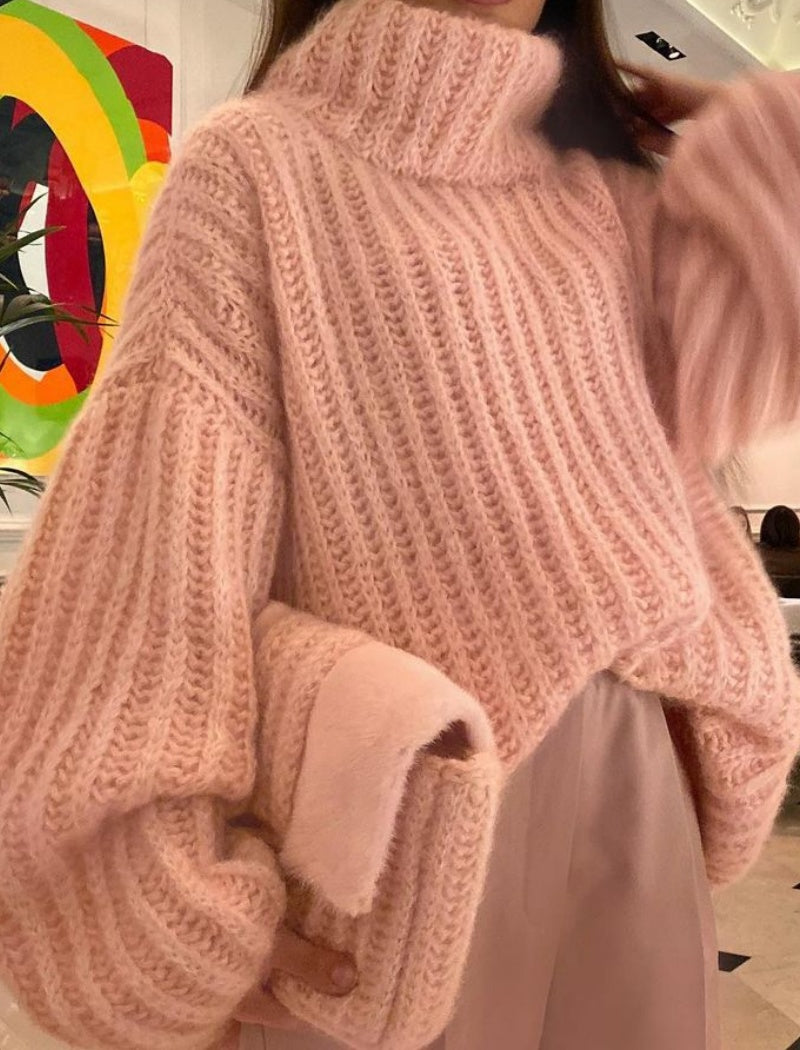 Loose Knit Oversized Turtleneck Sweater