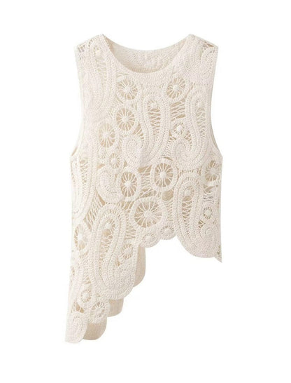 Asymmetrical Lace Sleeveless Top