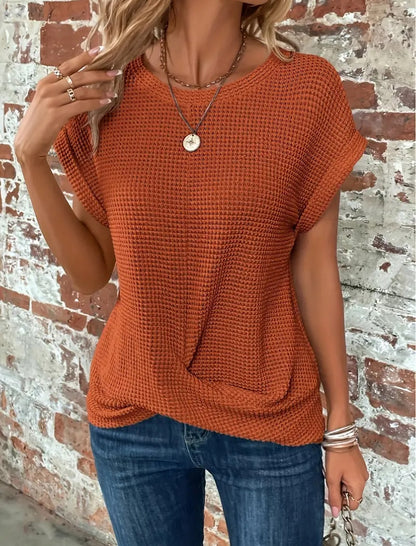 Short-Sleeve Knit Casual Top