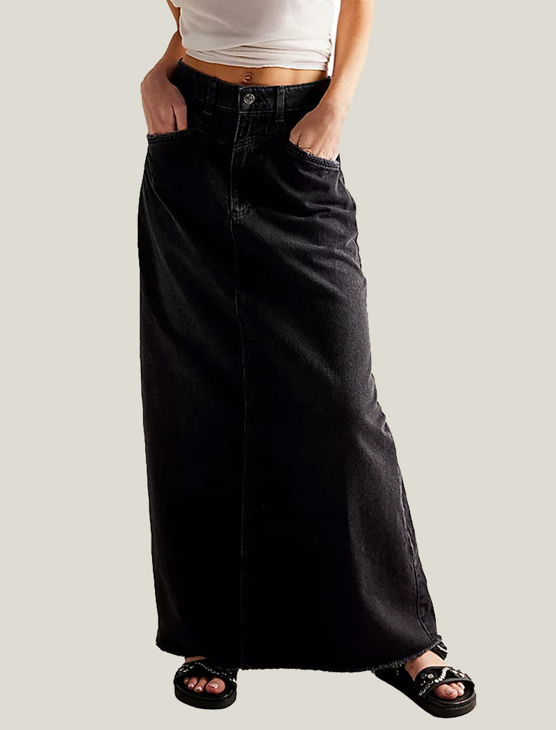 Maxi Denim Skirt with Relaxed Fit