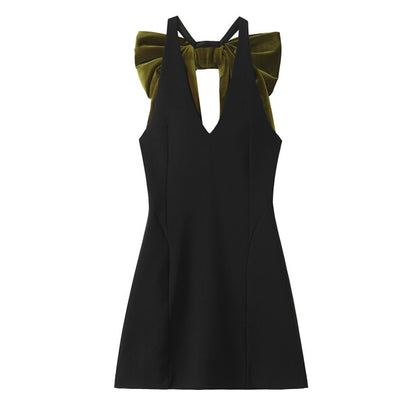 Sleeveless Bow Back Cut-Out Mini Dress