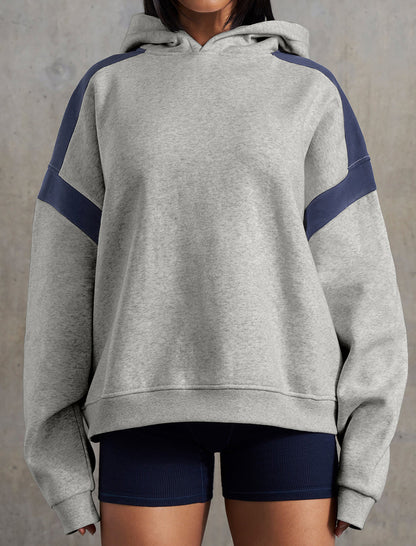 Oversized Hooded Top with Contrast Stripes