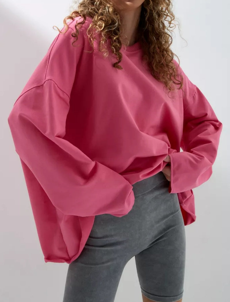 Oversized Long-Sleeves Round Neck Top