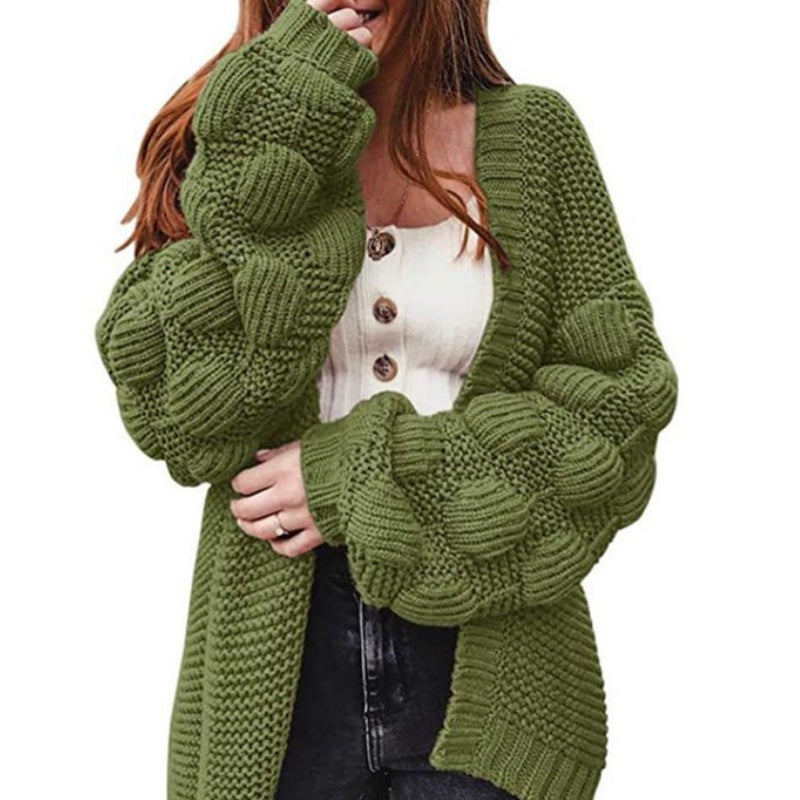 Bubble Sleeve Chunky Cardigan