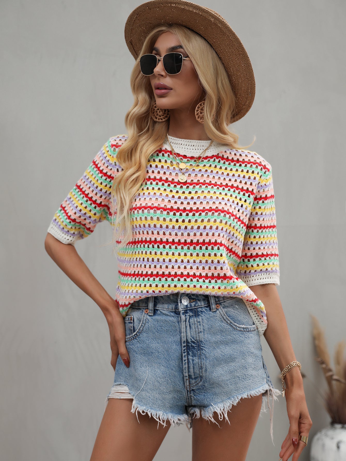 Color-Block Striped Knit Sweater