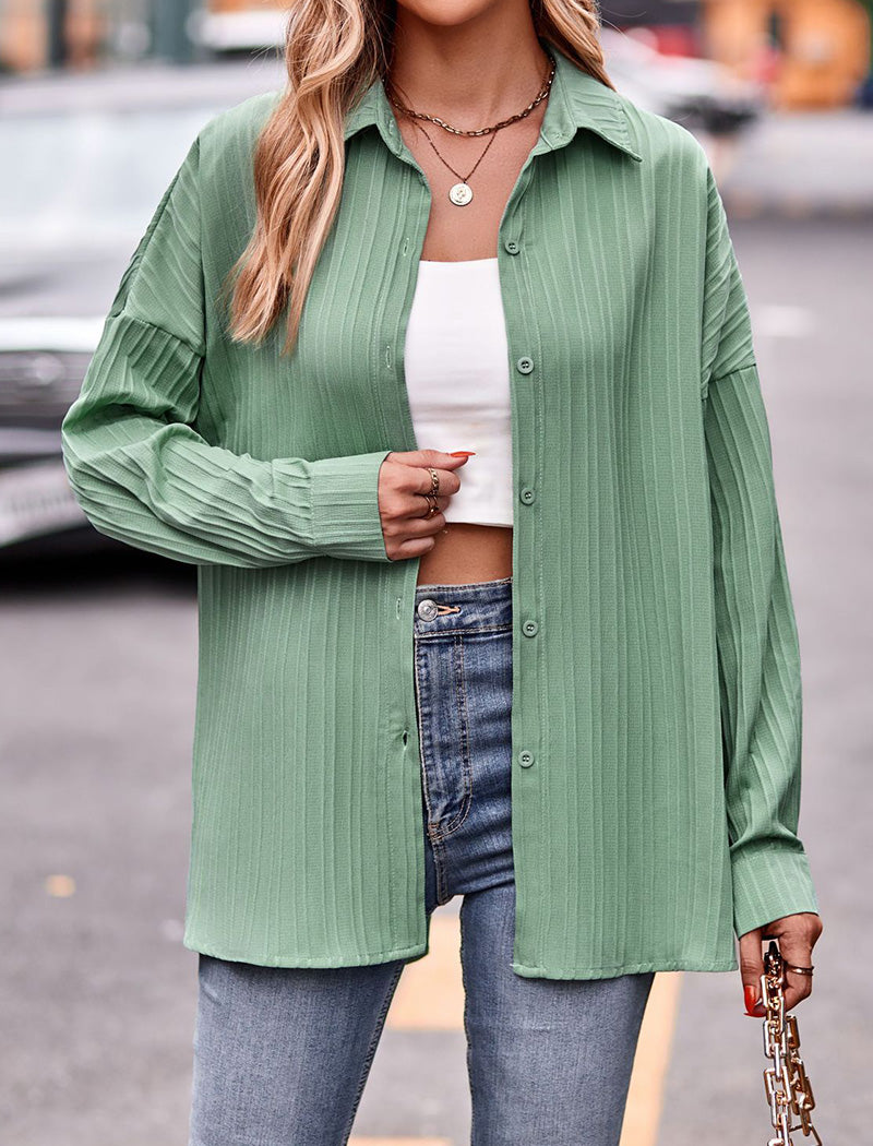 Pleated Button-Down Blouse for Versatile Styling