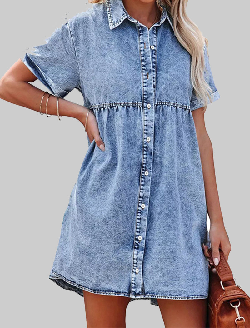 Button-Front Denim Shirt Dress