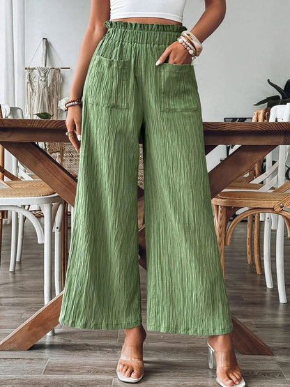 Ruffle Wide-Leg Pants