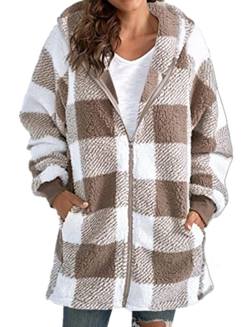 Oversized Plaid Sherpa Jacket