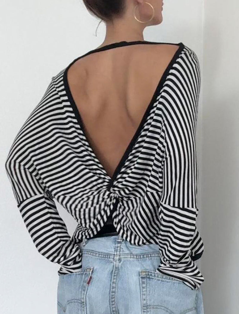 Striped Open-Back Top