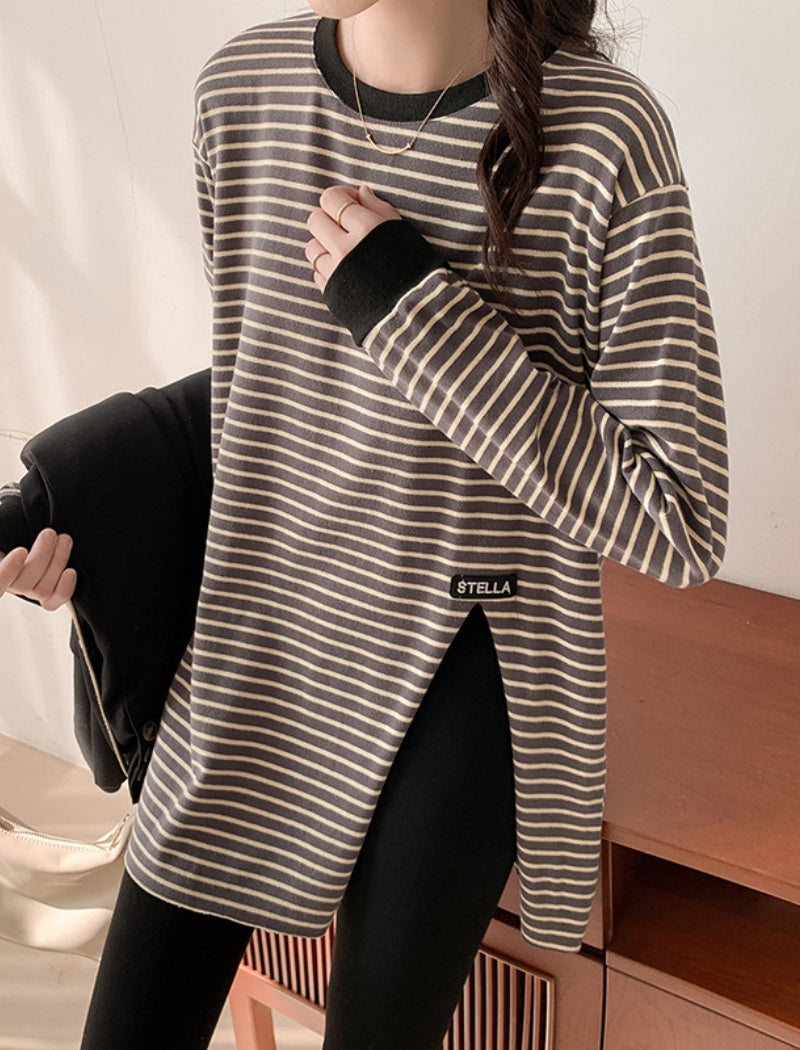 Striped Oversized Side-Slit Top