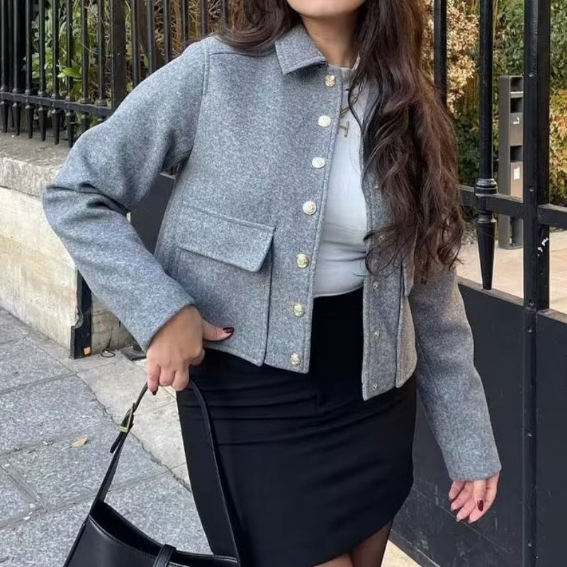 Collared Coat with Large Pockets