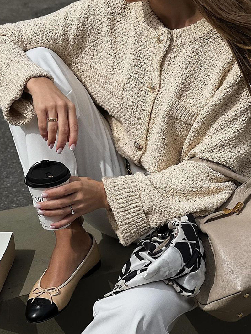 Textured Cropped Sweater Cardigan