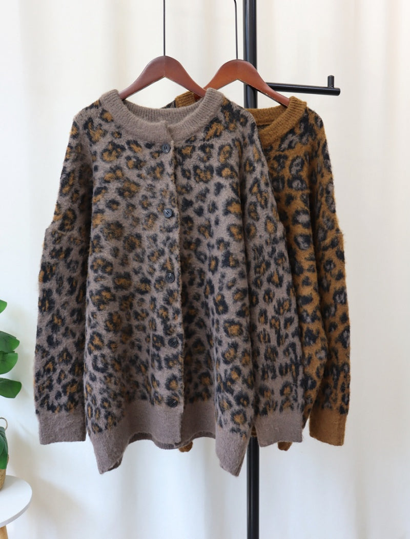 Leopard Print Button-Up Cardigan