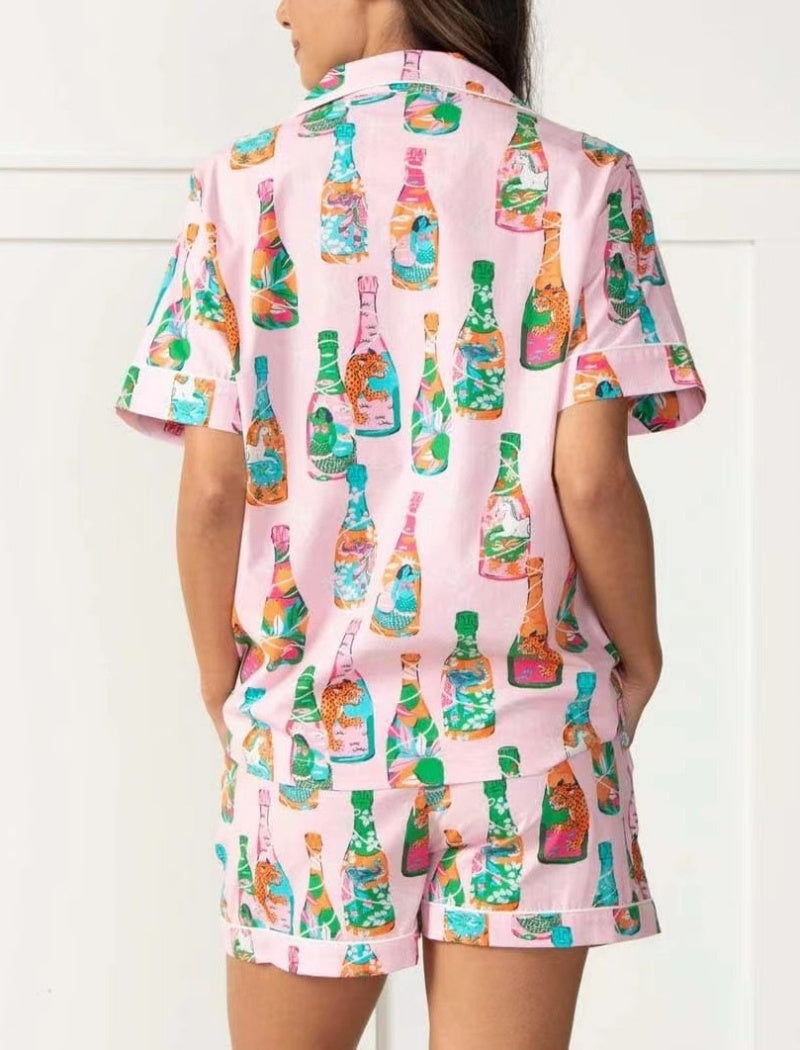 Colorful Bottle Print Pajama Set