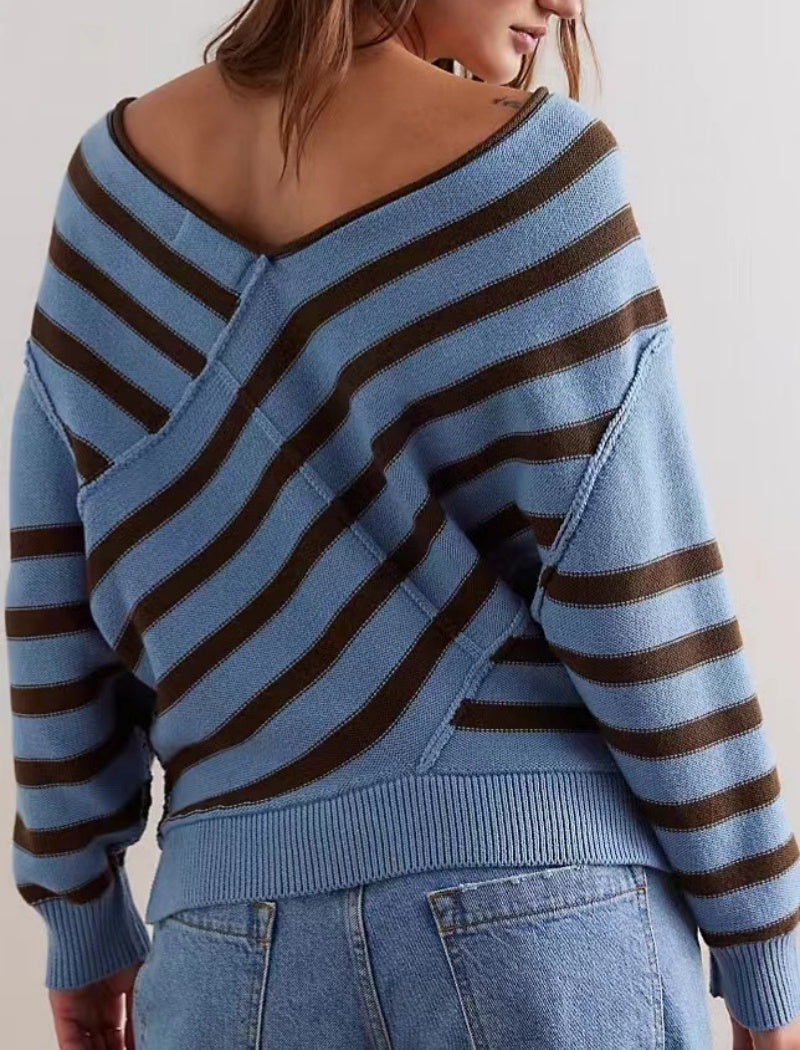 Striped V-neck Sweater