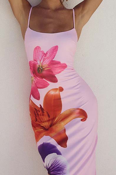 Floral Print Bodycon Maxi Dress