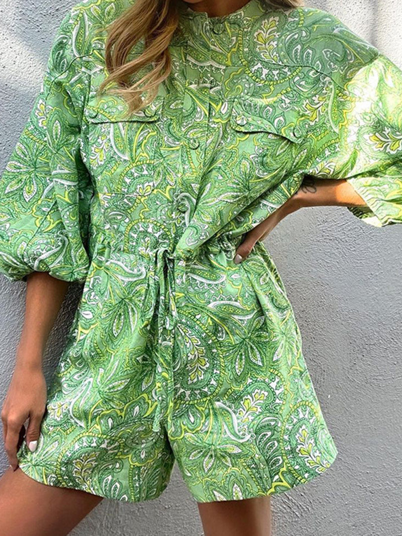 Graphic Puff Sleeve Romper