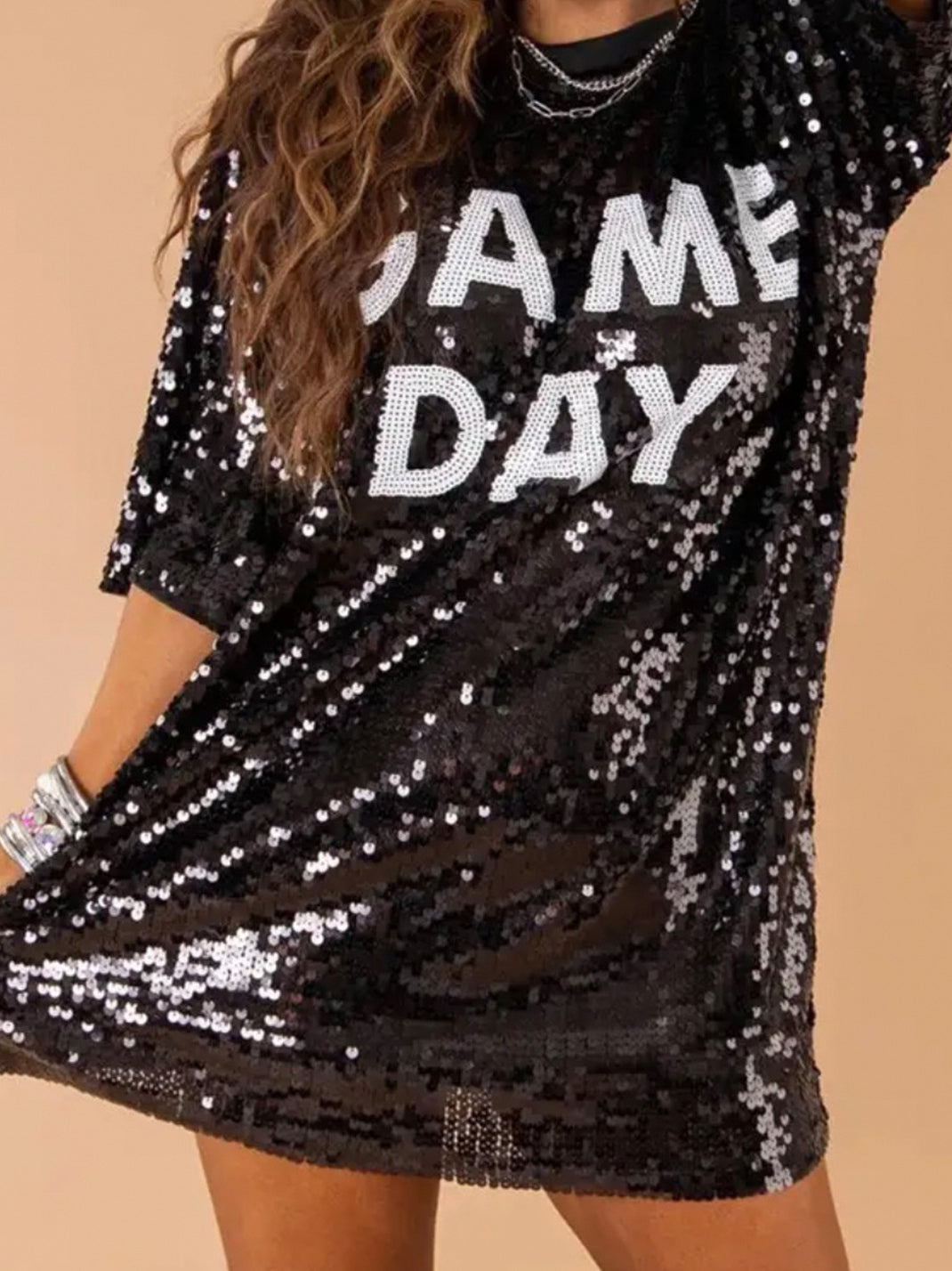 Game Day Graphic Sequin Mini Dress