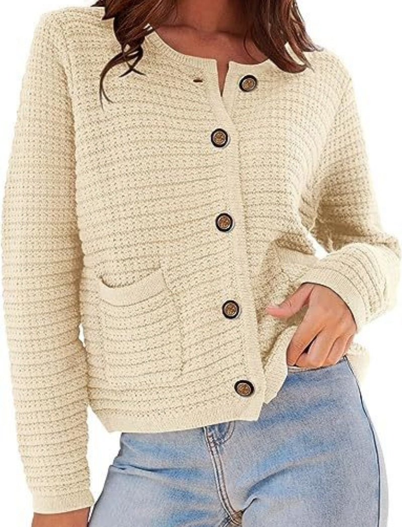 Textured Button-Front Cardigan