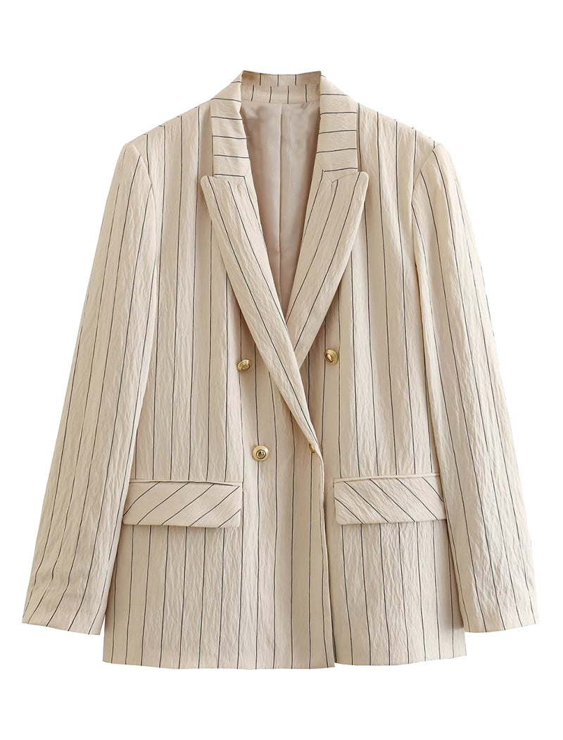 Striped Double-Breasted Blazer and Pants Set