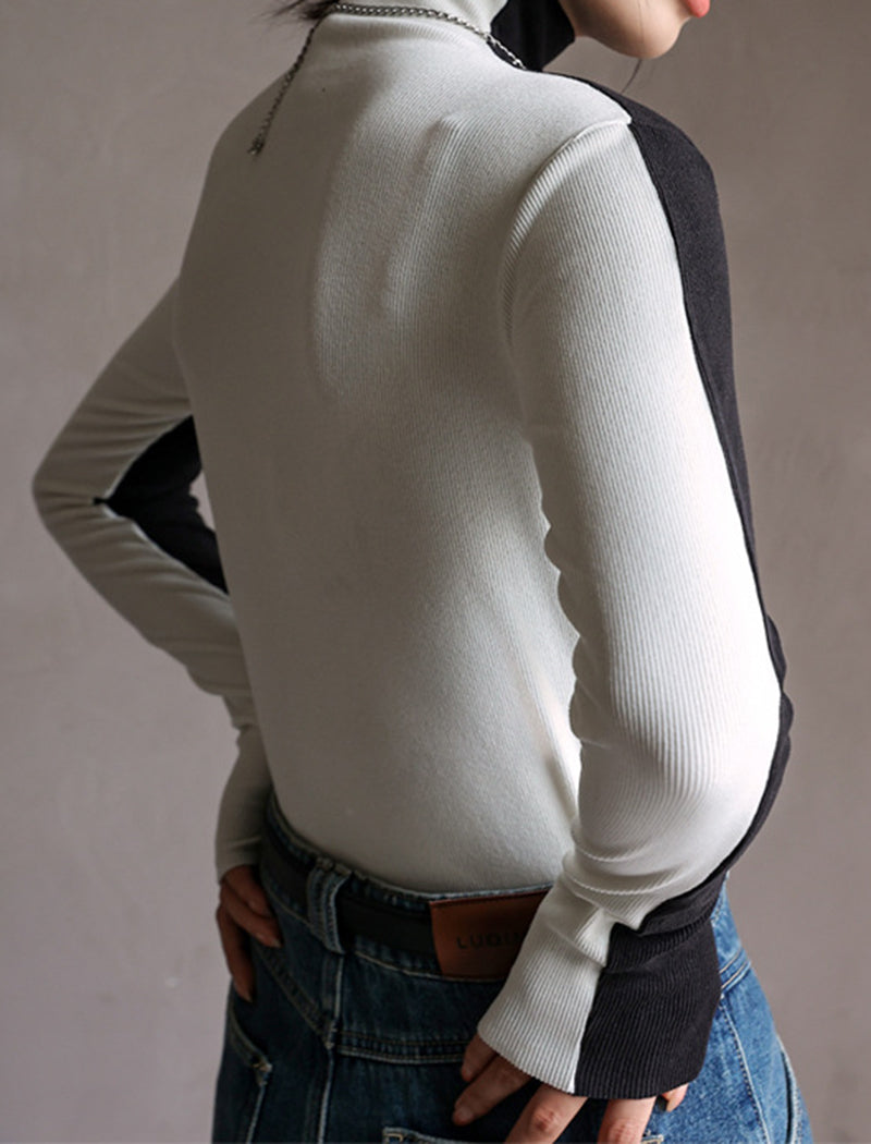 Colorblock Turtleneck Top