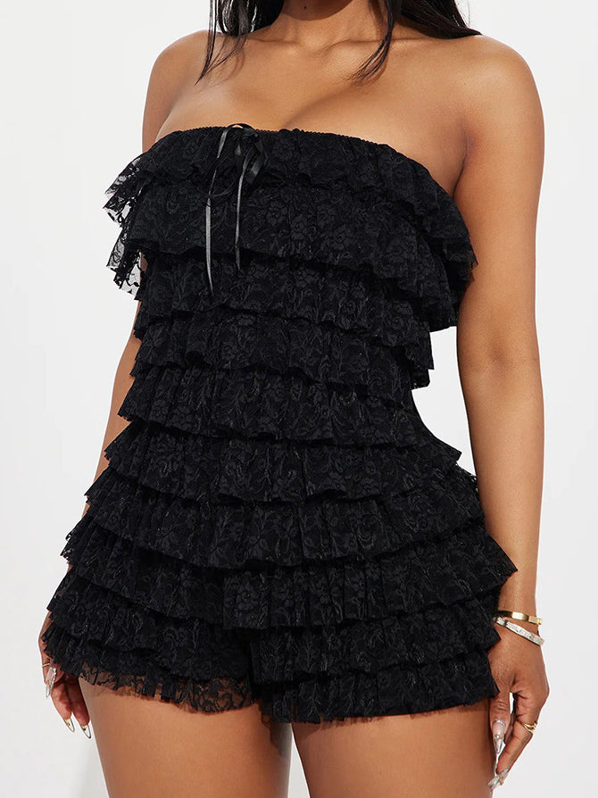 One-Shoulder Ruffle Romper