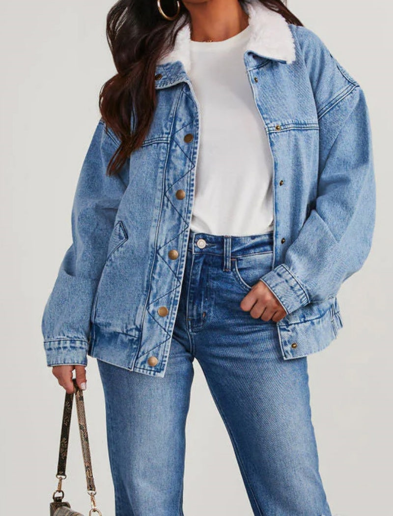 Oversized Quilted Denim Jacket