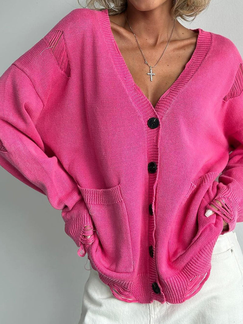 Distressed Pocket Cardigan