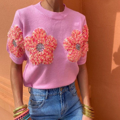 Floral Applique Knit Top