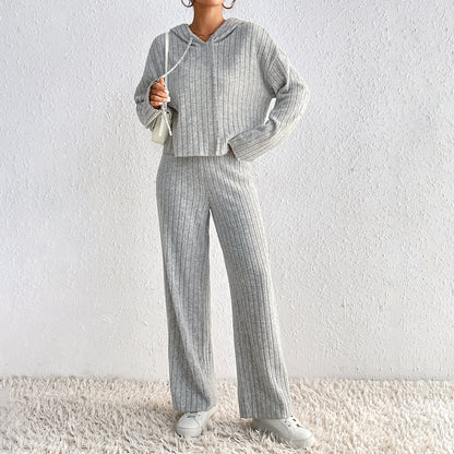 Ribbed Hoodie and Pants Set