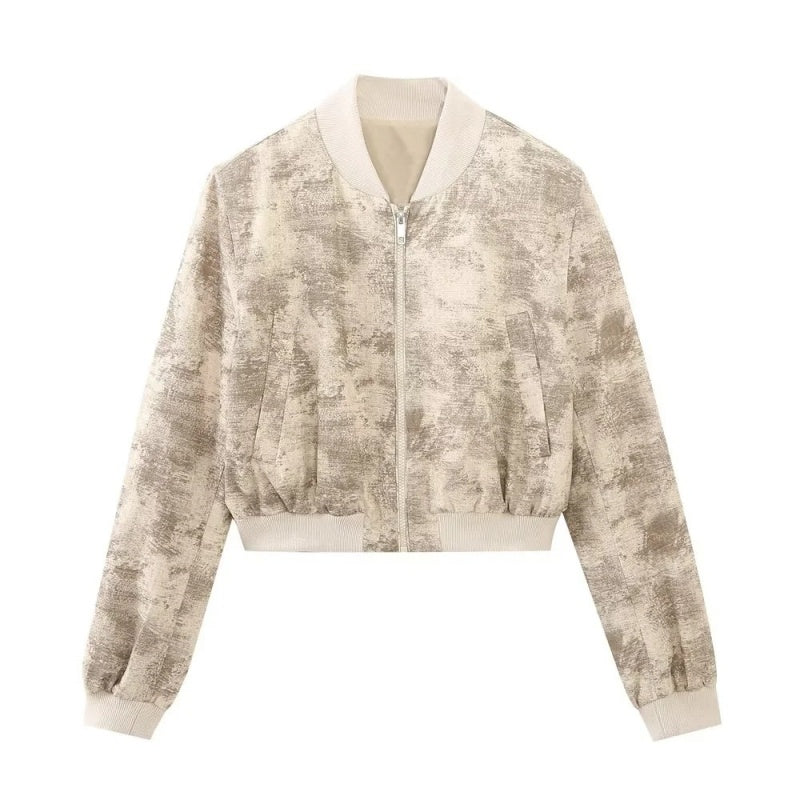 Cropped Textured Zip-Up Jacket