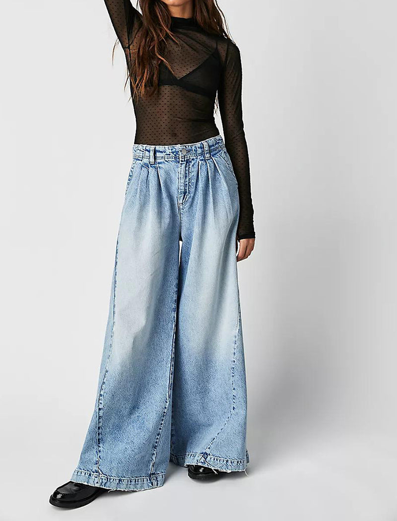 High-Waist Wide-Leg Casual Pants