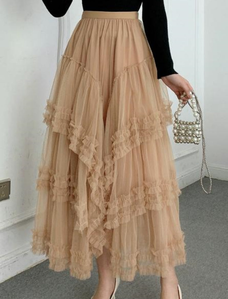 Layered Ruffle Maxi Skirt